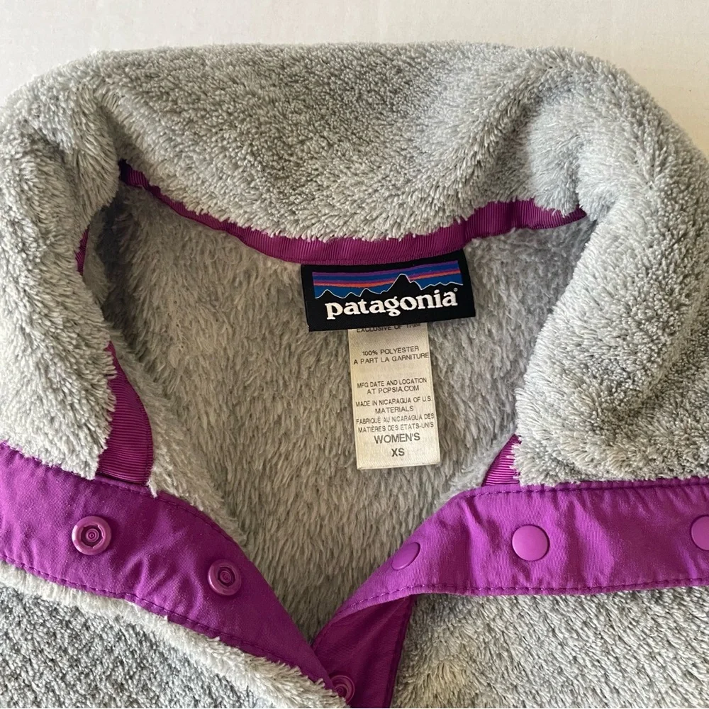 Patagonia Gray Fleece Pullover with Purple Accents - Picture 3 of 8